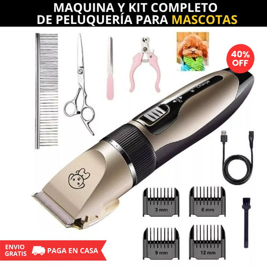 MAQUINA Y KIT COMPLETO DE PELUQUERÍA PARA MASCOTAS - RECARGABLE