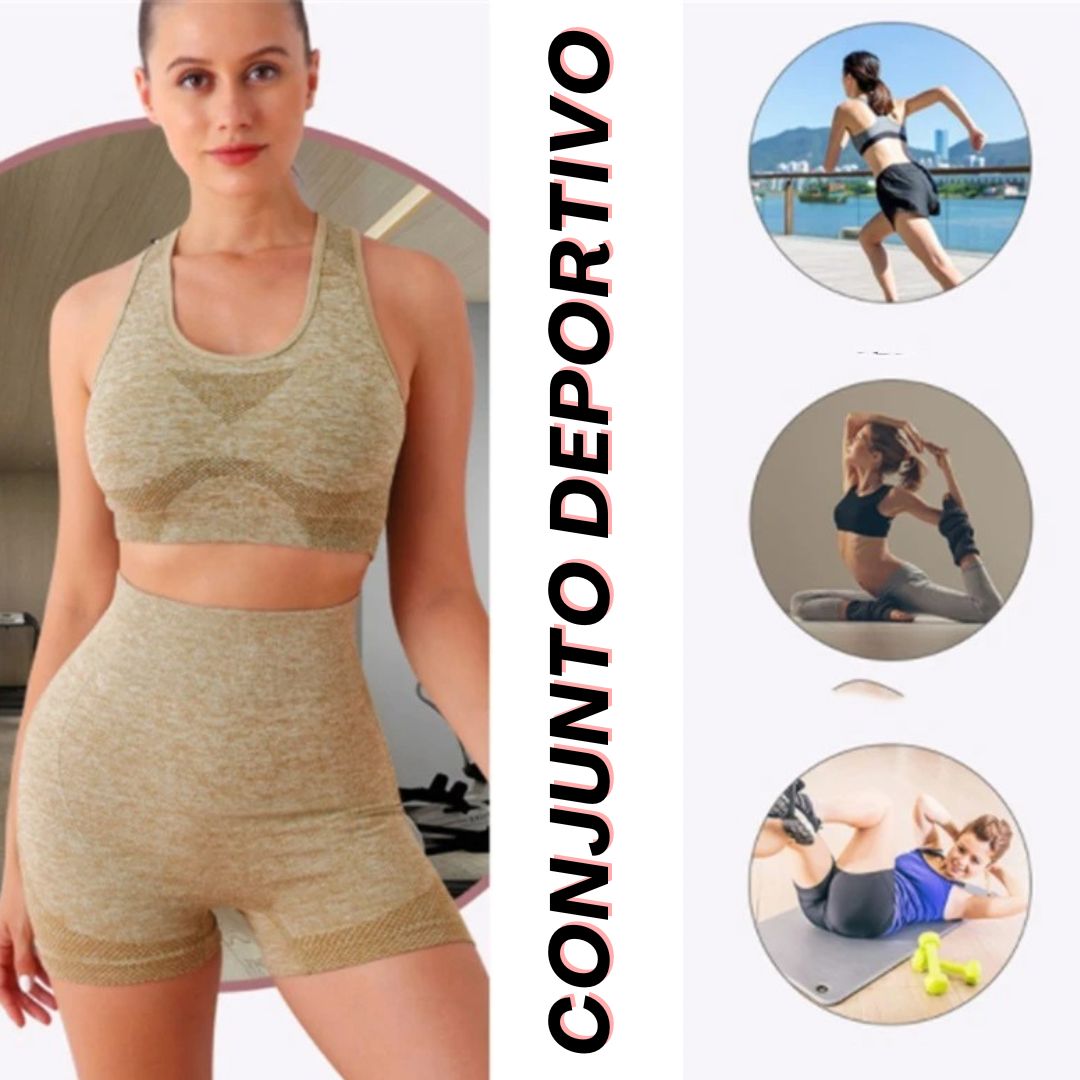 Conjunto Deportivo Levanta cola y control abdomen / Leggings Short Push Up + Top