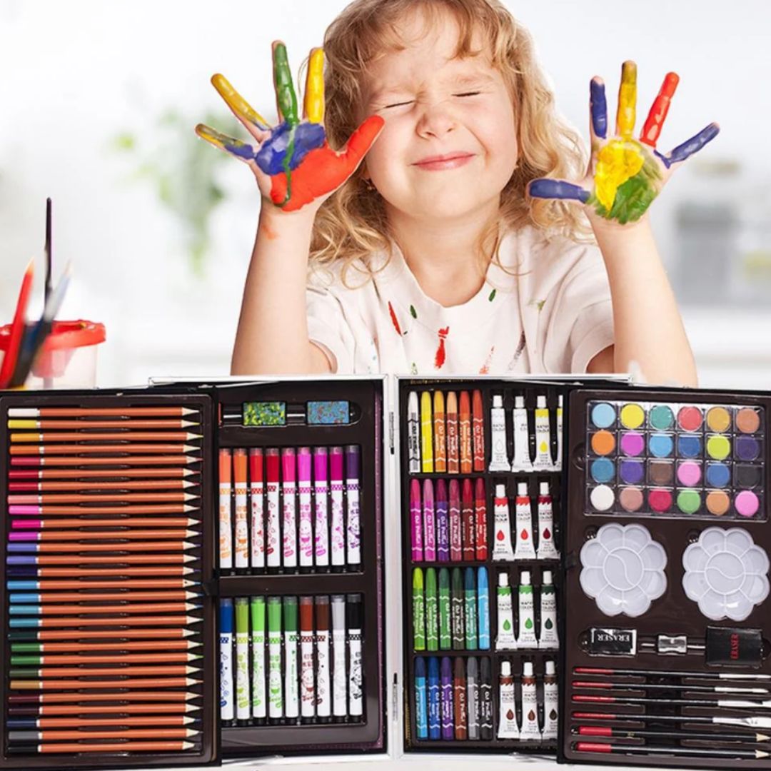 MEGA SET ARTISTICO (estuche metálico) 🖌️ contiene 145 Piezas 🖌️ para la creatividad de niños y niñas 👦👧