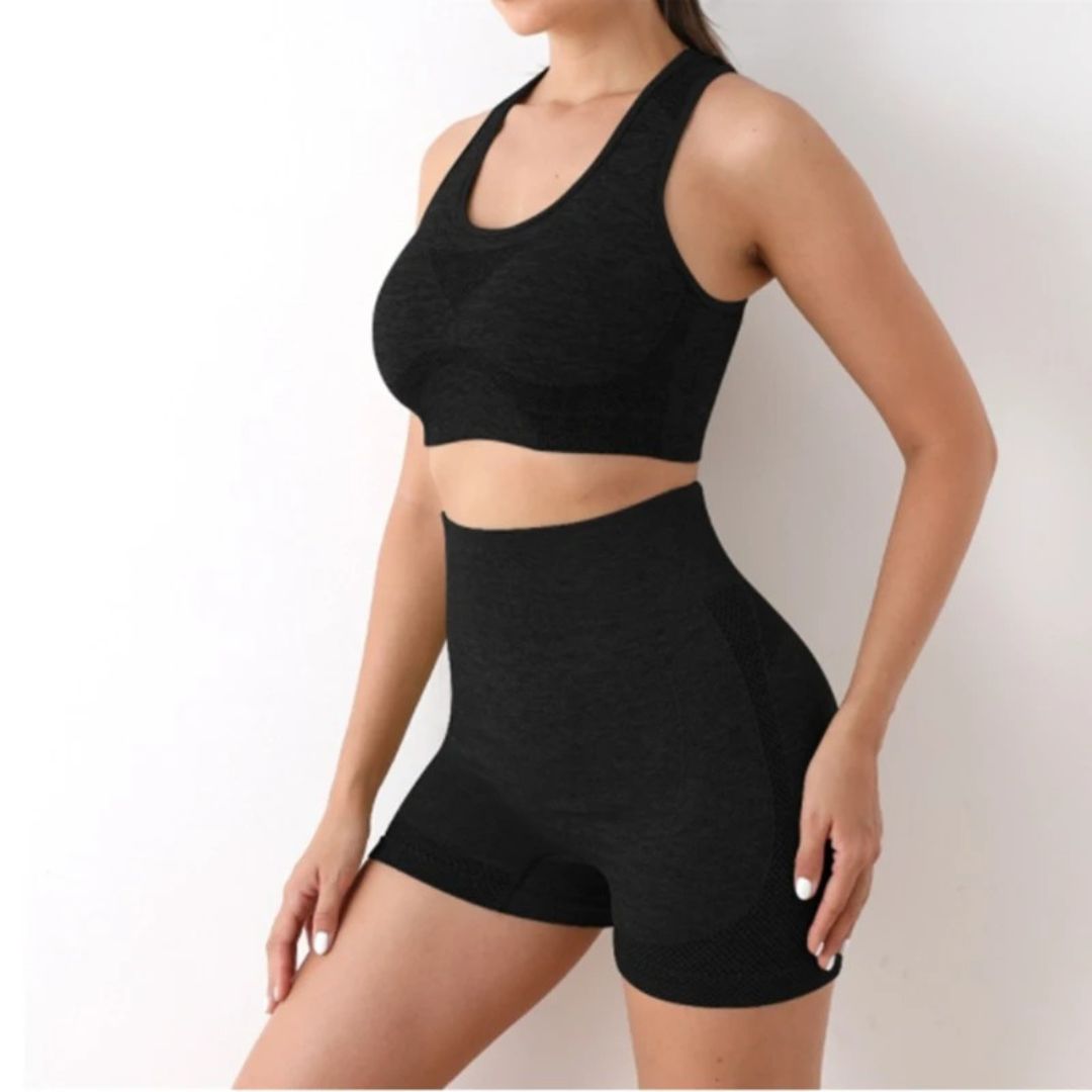 Conjunto Deportivo Levanta cola y control abdomen / Leggings Short Push Up + Top