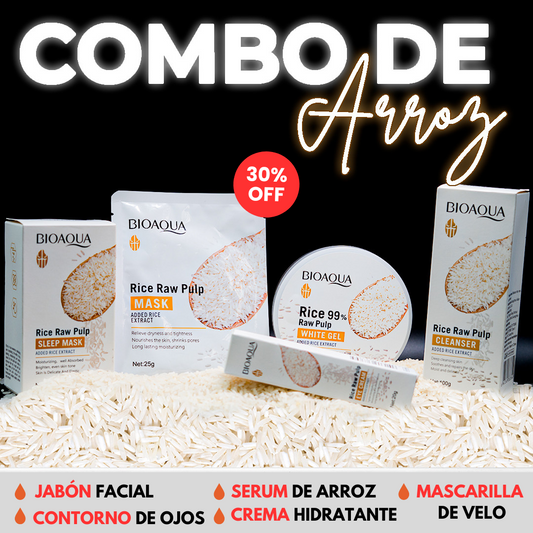 COMBO DE ARROZ X5 (LIMPIA - NUTRE - ACLARA) CON CREMA HIDRATANTE + ENVIO GRATIS